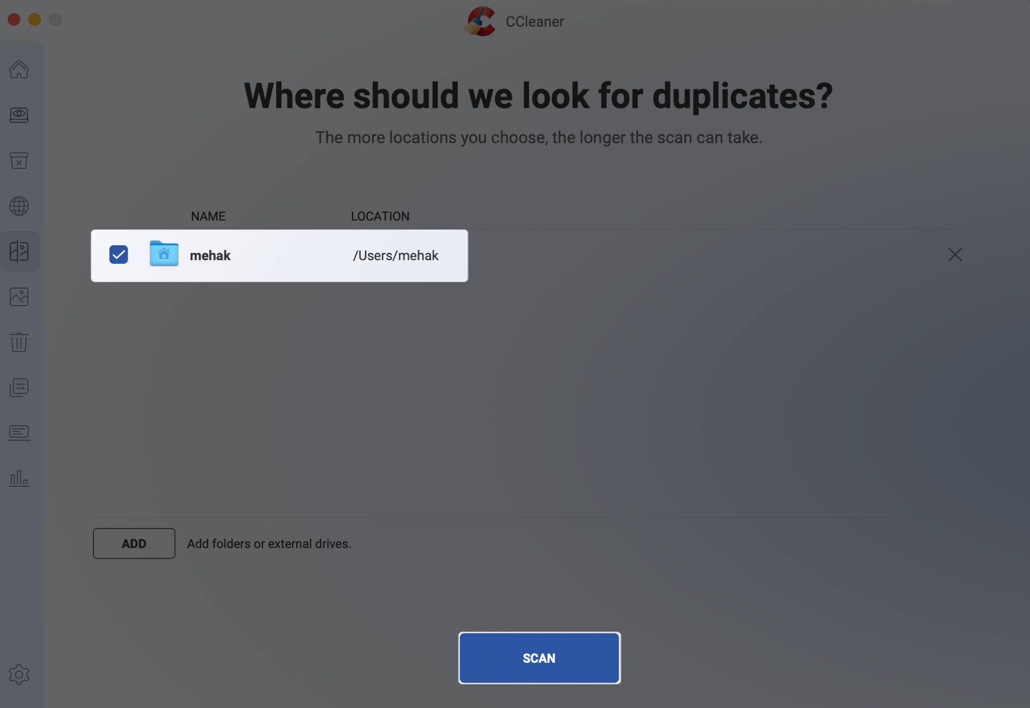Select the location and tap to scan