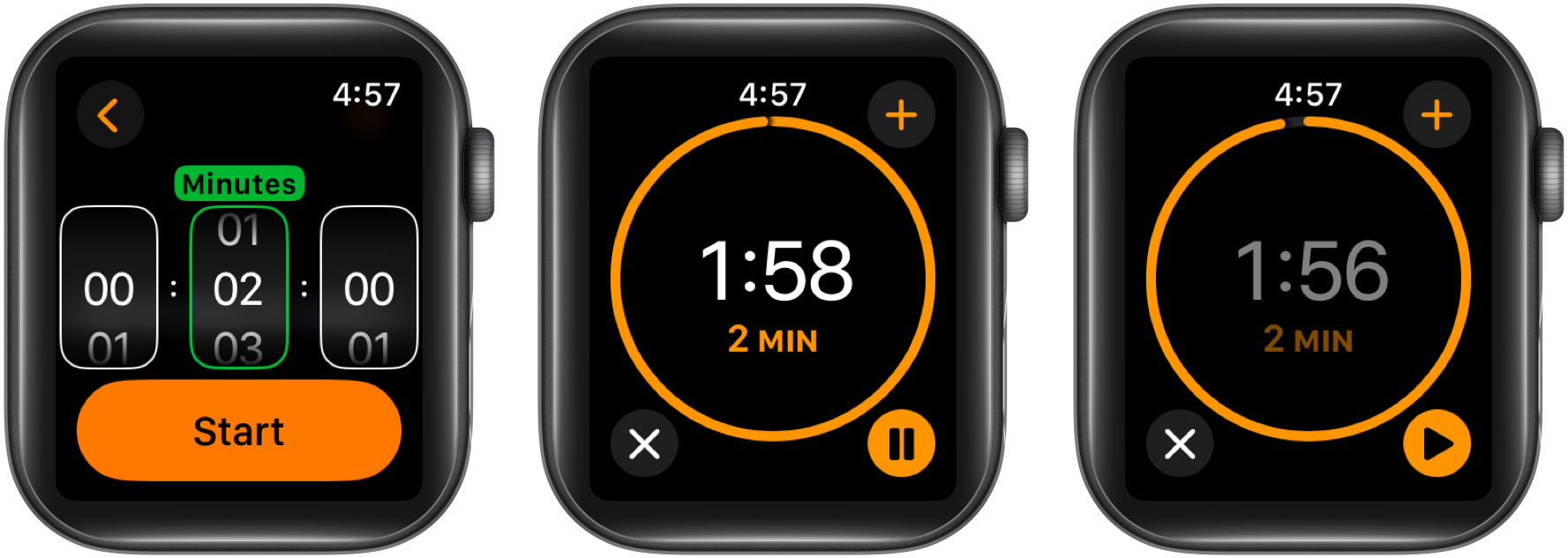 Using a timer on an apple watch