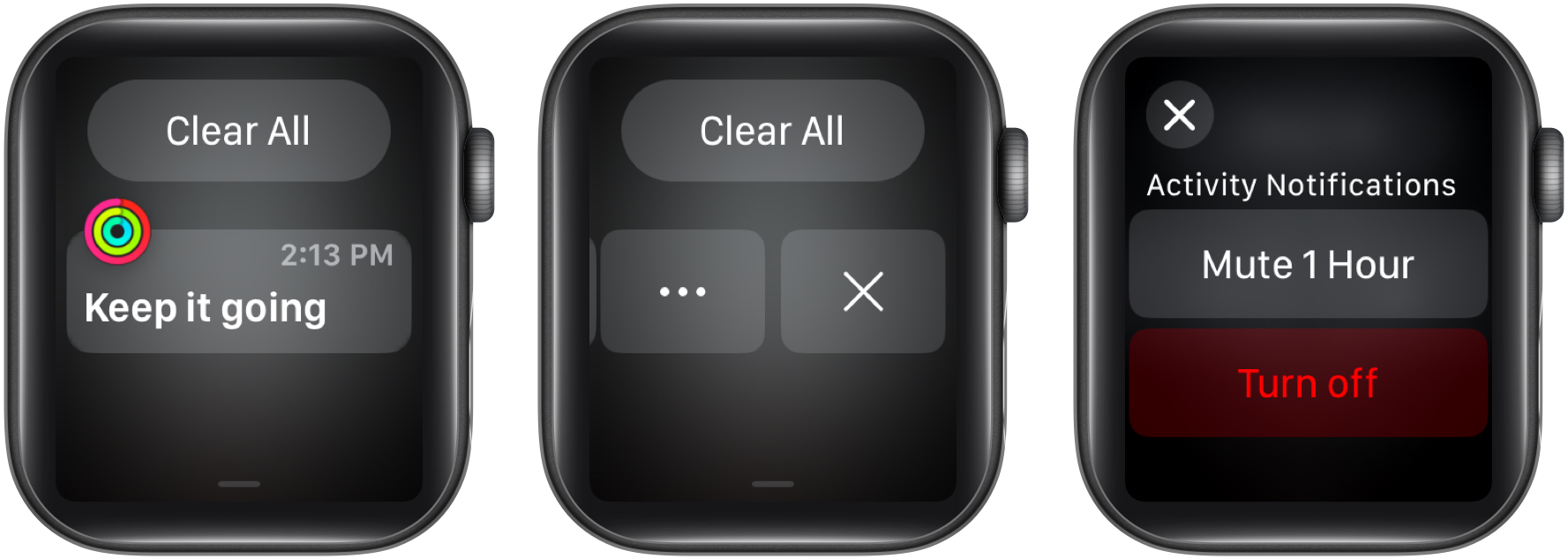 Silencing notifications from a specific app via the notification center on an apple watch