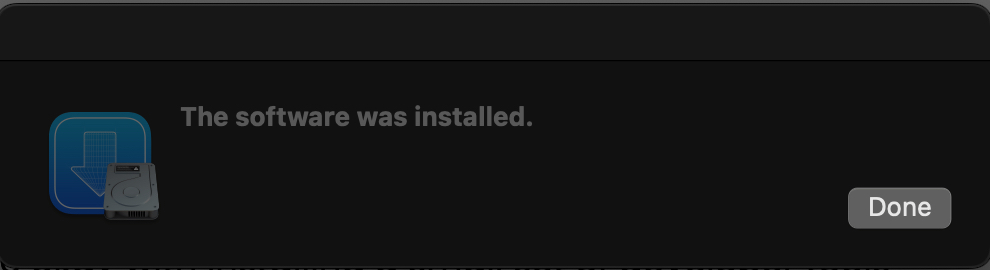 Dialog box confirming git is installed on a mac