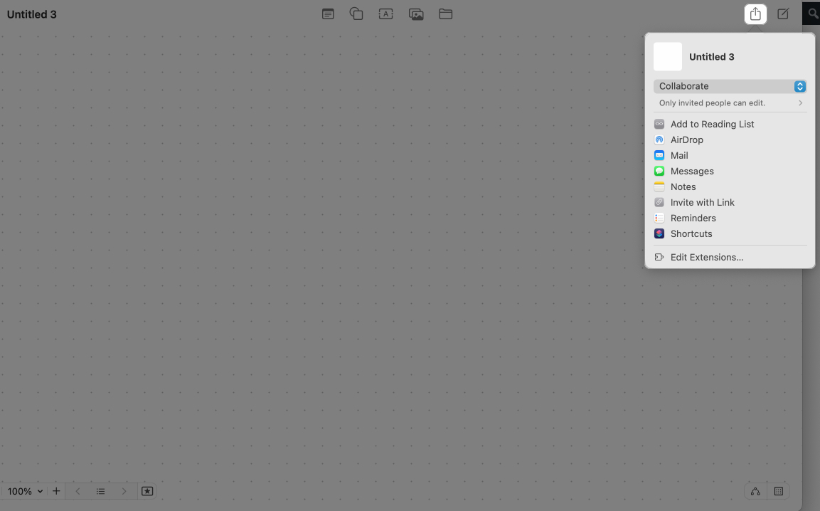 Tap on share button and share your board with others on mac