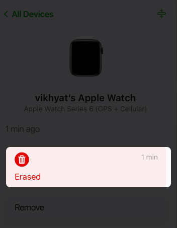 Removing an apple watch from the icloud website