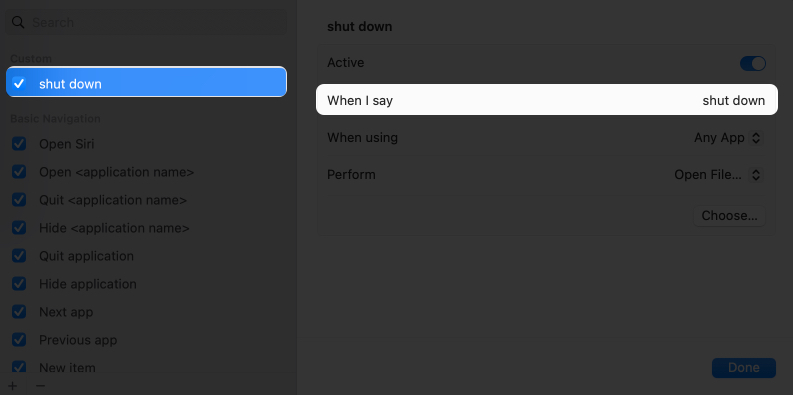 Type phrase to create custom command on mac