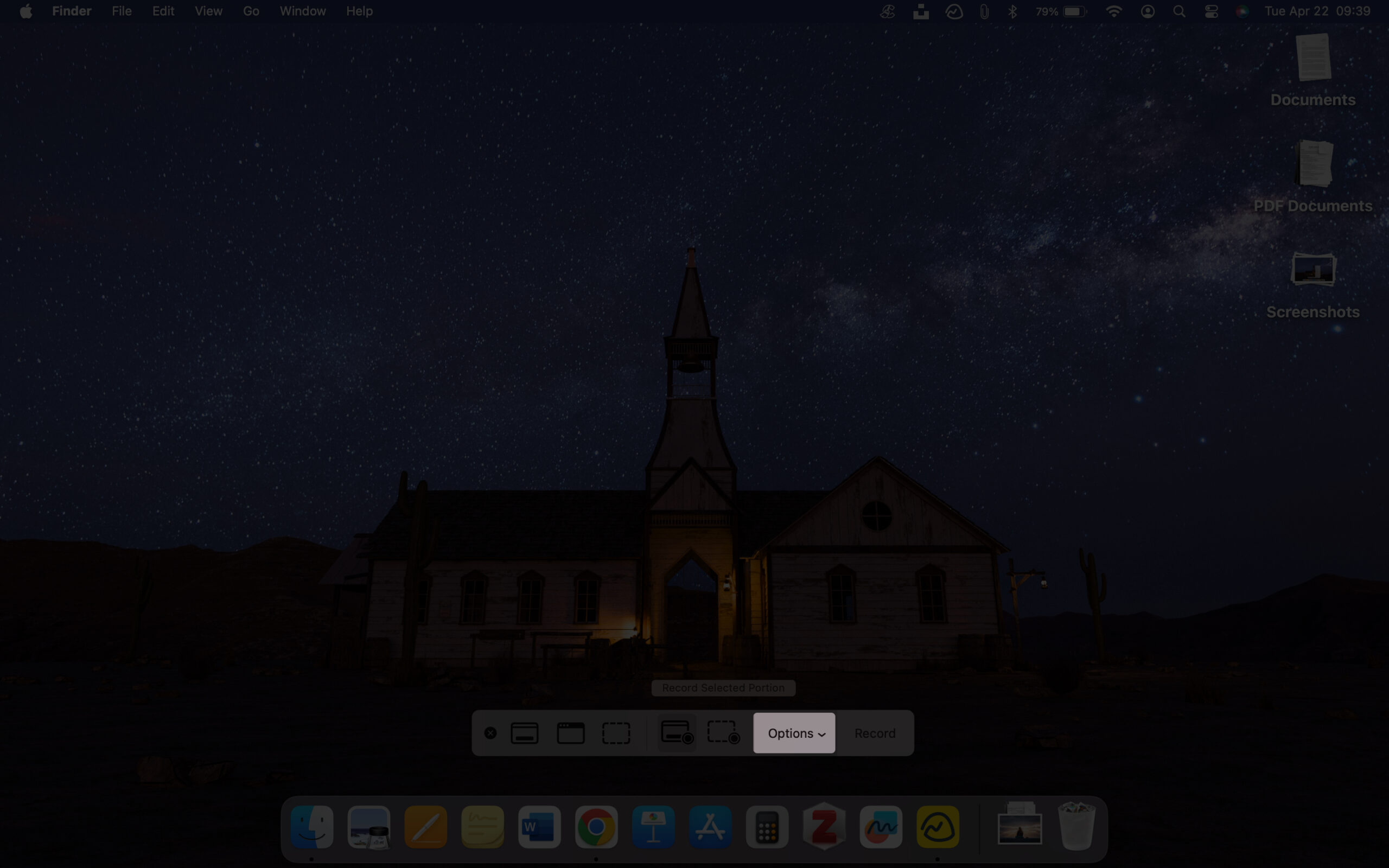 Use shortcut key to start screen recording on the mac