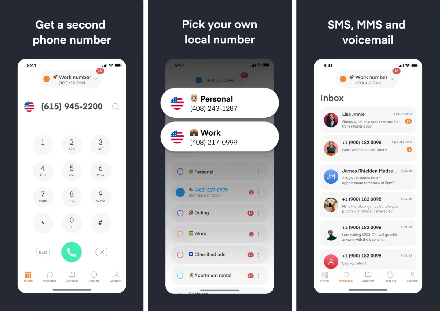 Phoner second phone number app
