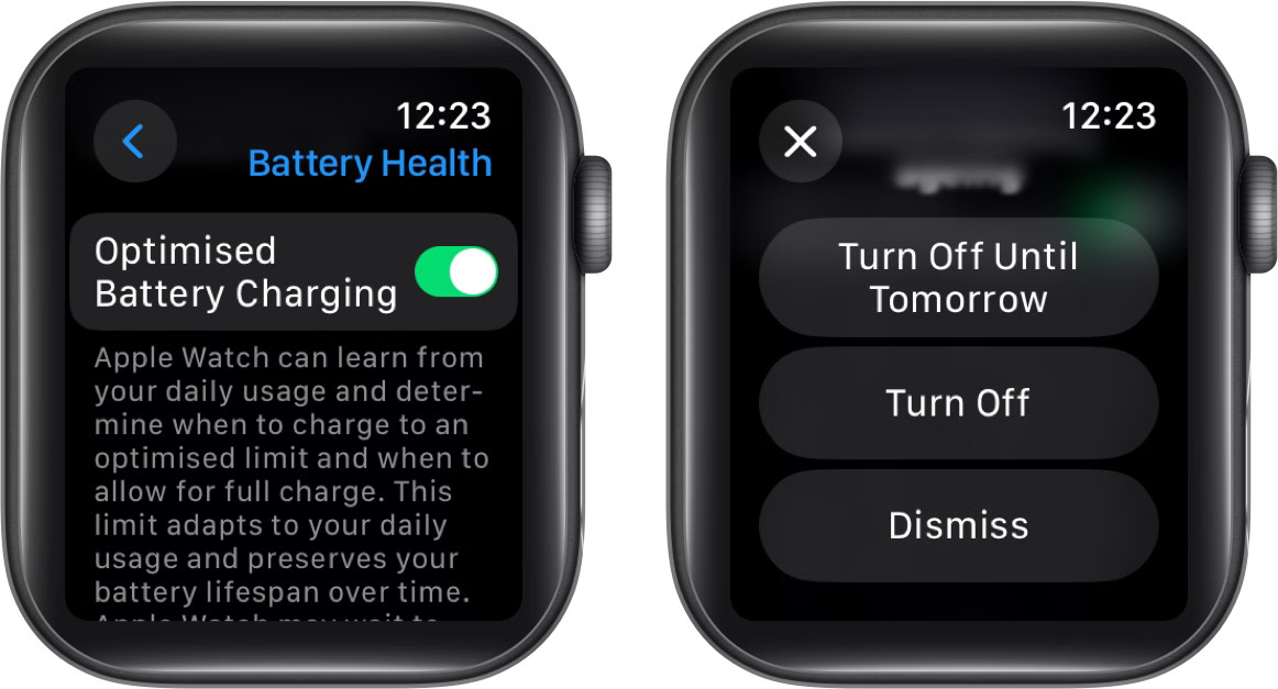 Toggle off optimized battery chargingjpg
