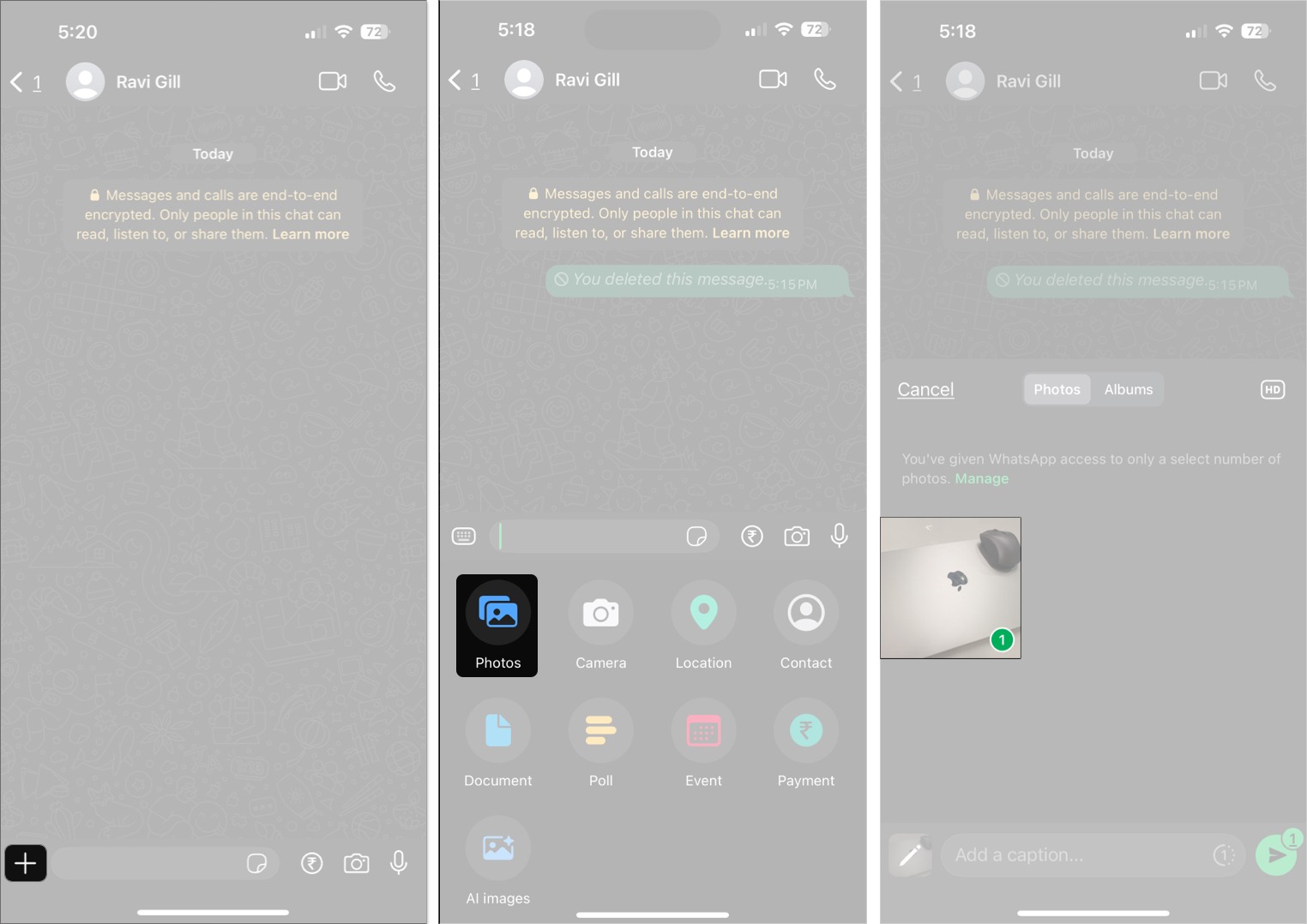 Access photos from whats app