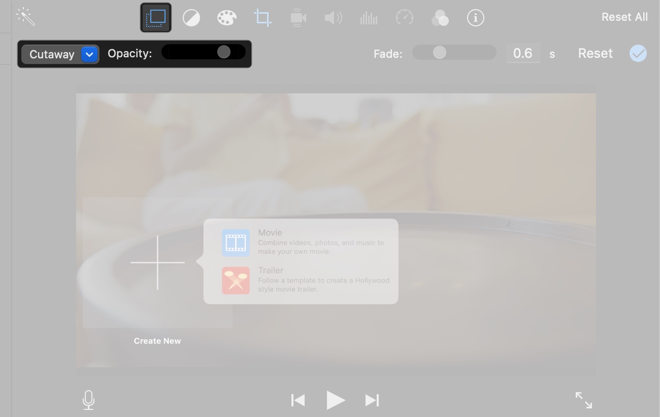 Add cutaway effect on imovie in mac