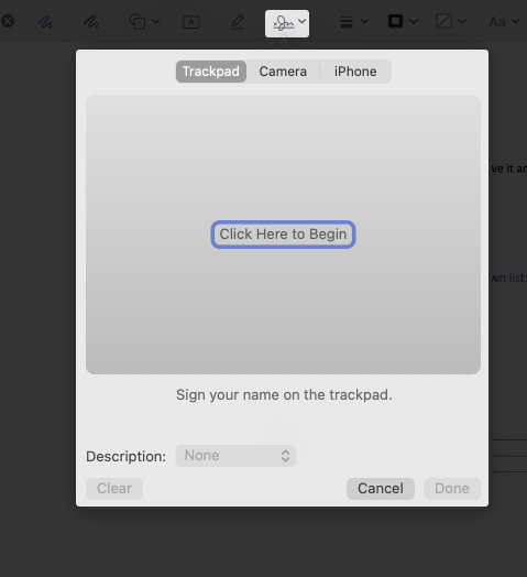 Add you signature using quicklook on mac