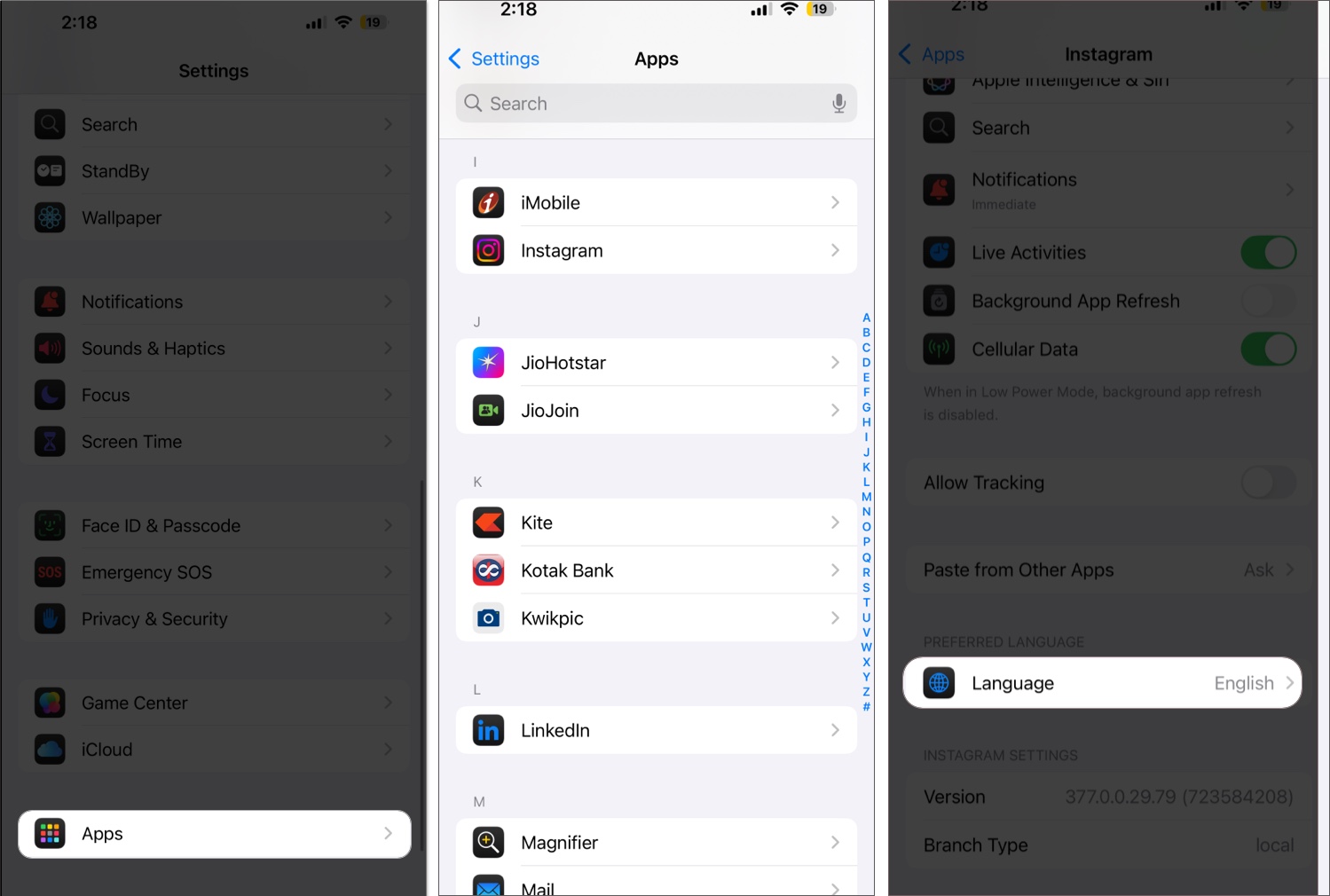 Change specific app language