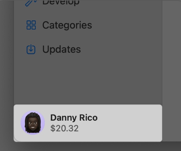 Checking apple account balance in the app store app on a mac