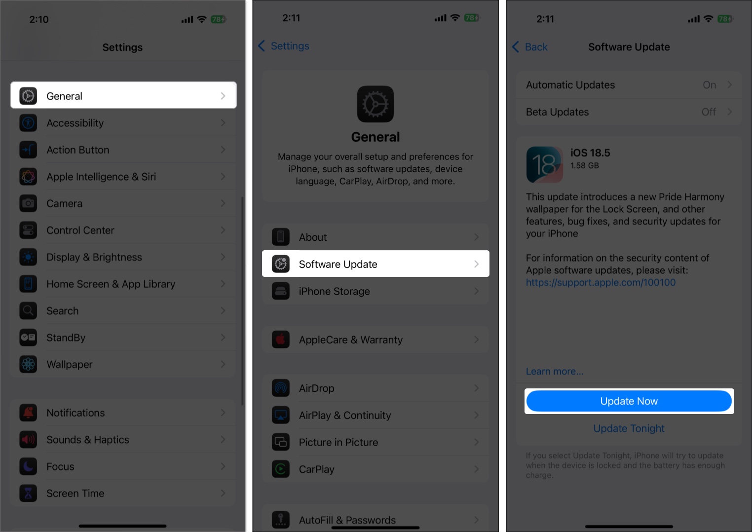 Updating ios on an iphone