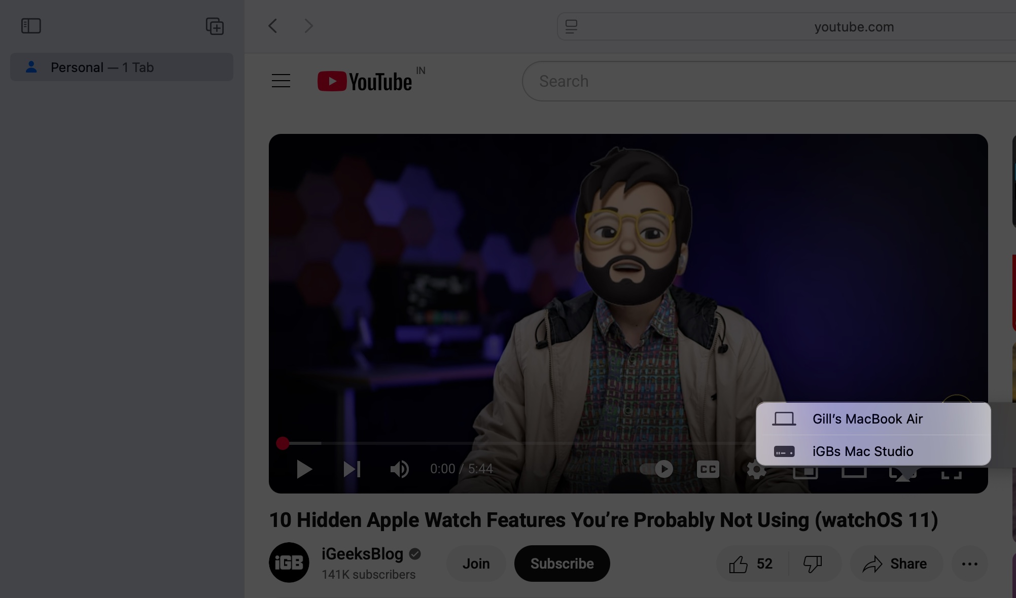 Choose device to stream content with airplay on mac