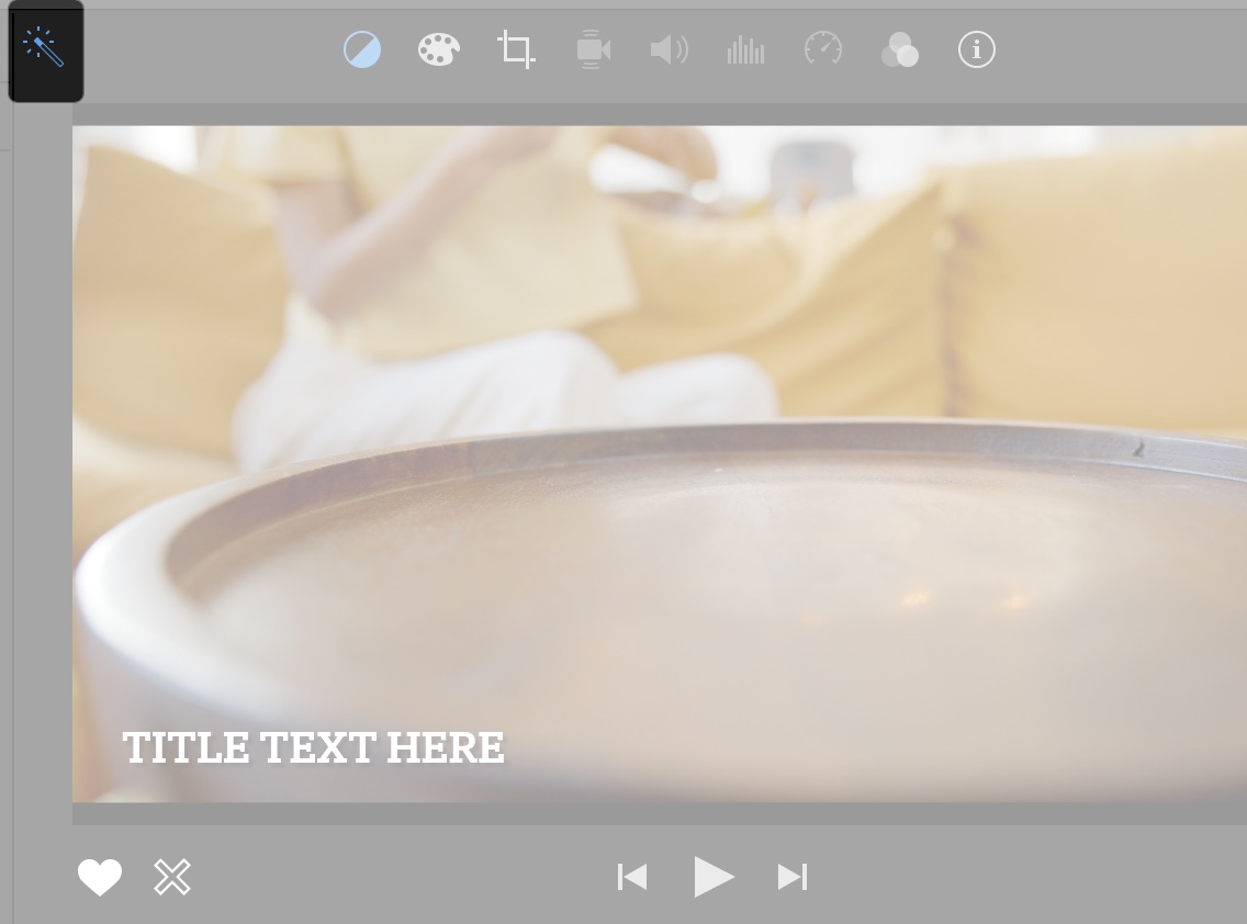 Click magic wand icon to enhance clips in imovie on mac