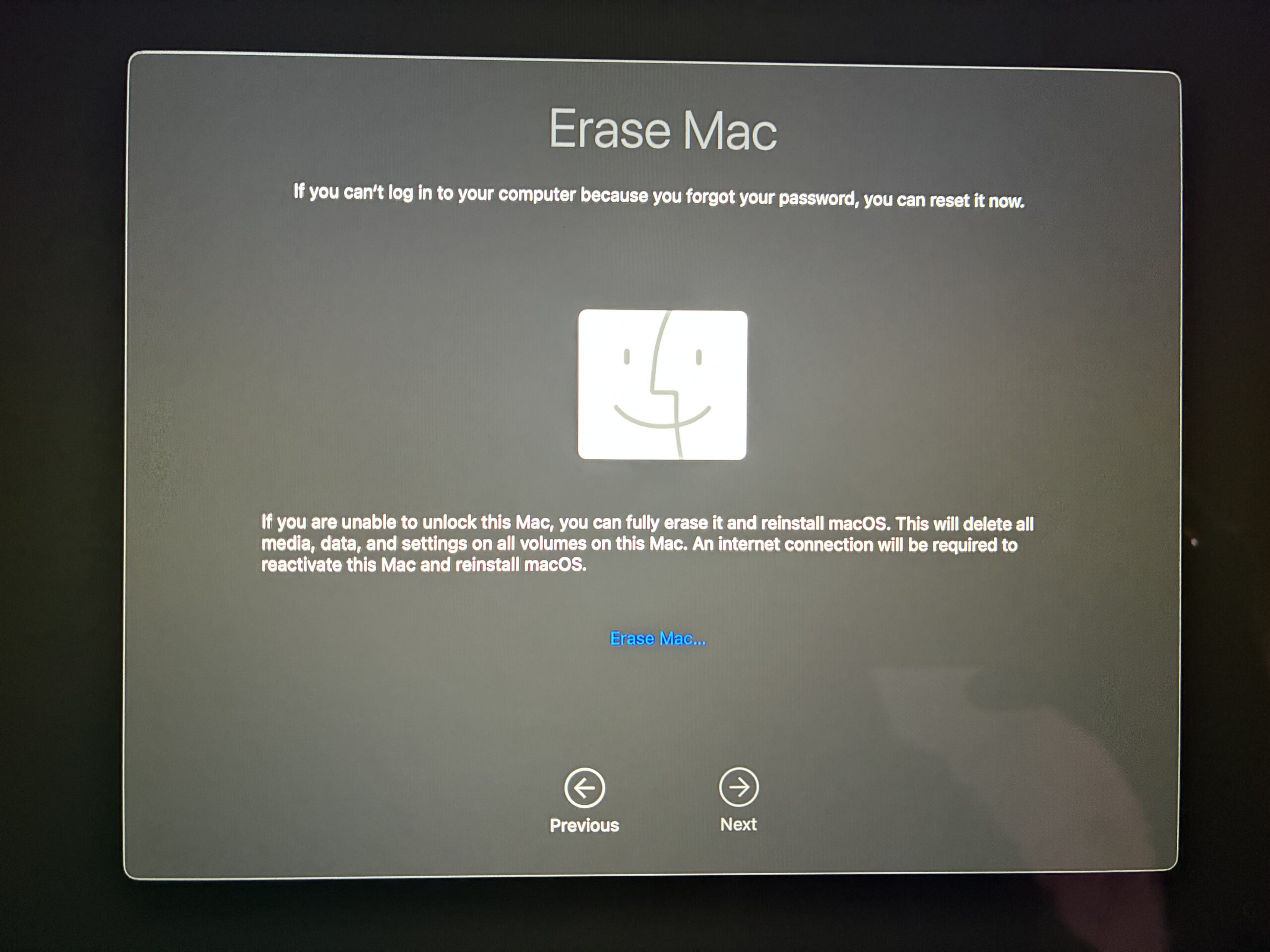 Clicking the erase mac button to confirm erasing