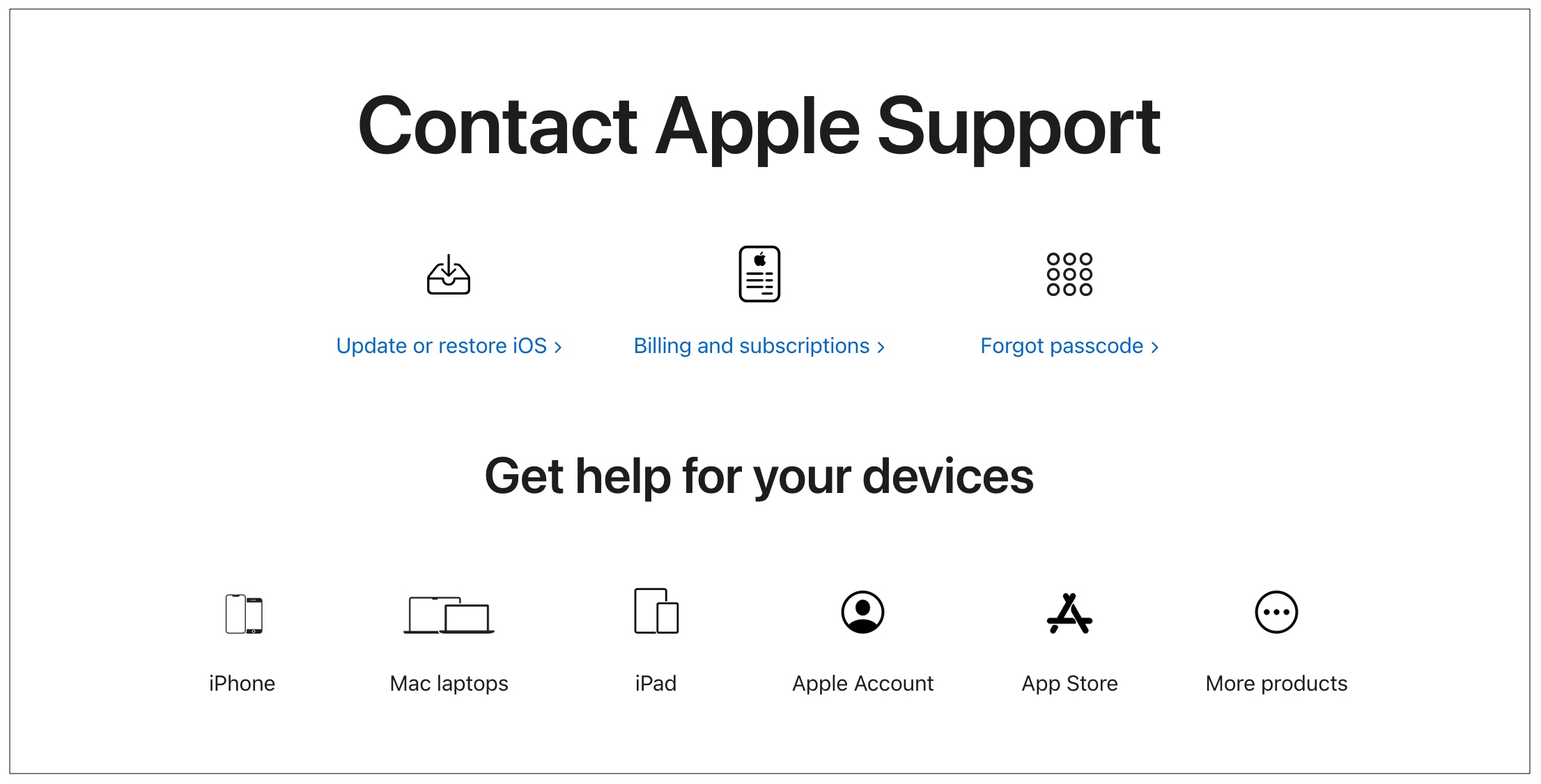 Contact apple support page