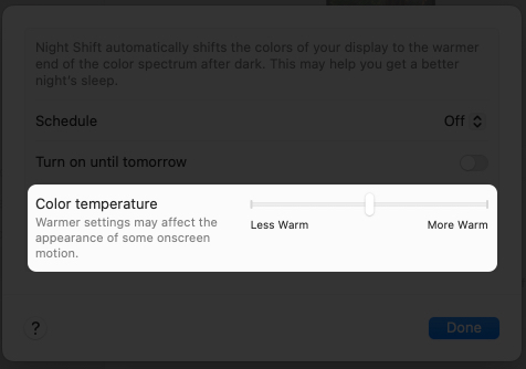 Customize night shift settings on mac