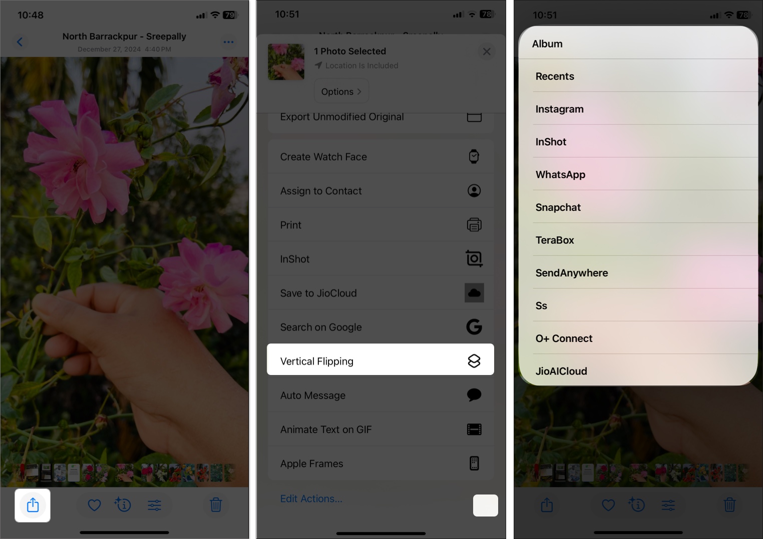 Flip photo vertically on iphone