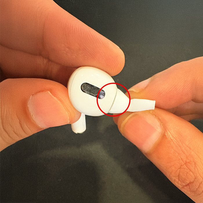 Gently push ear tip onto airpods to install