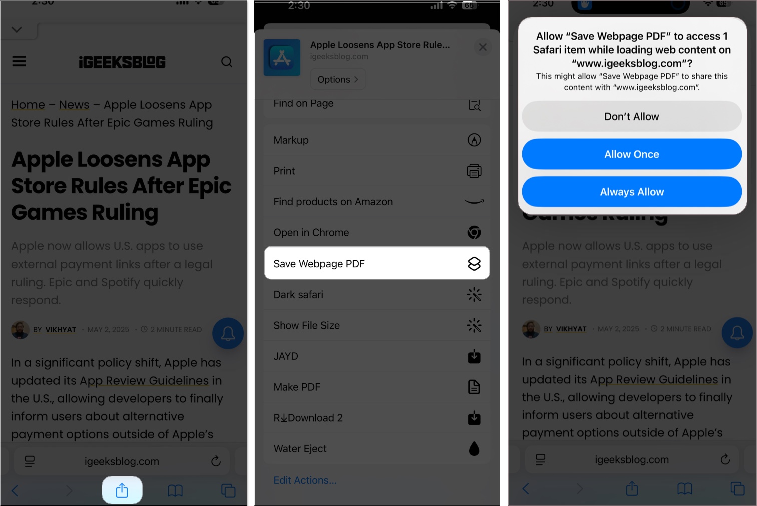 Give necessary permission to save web page as pdf