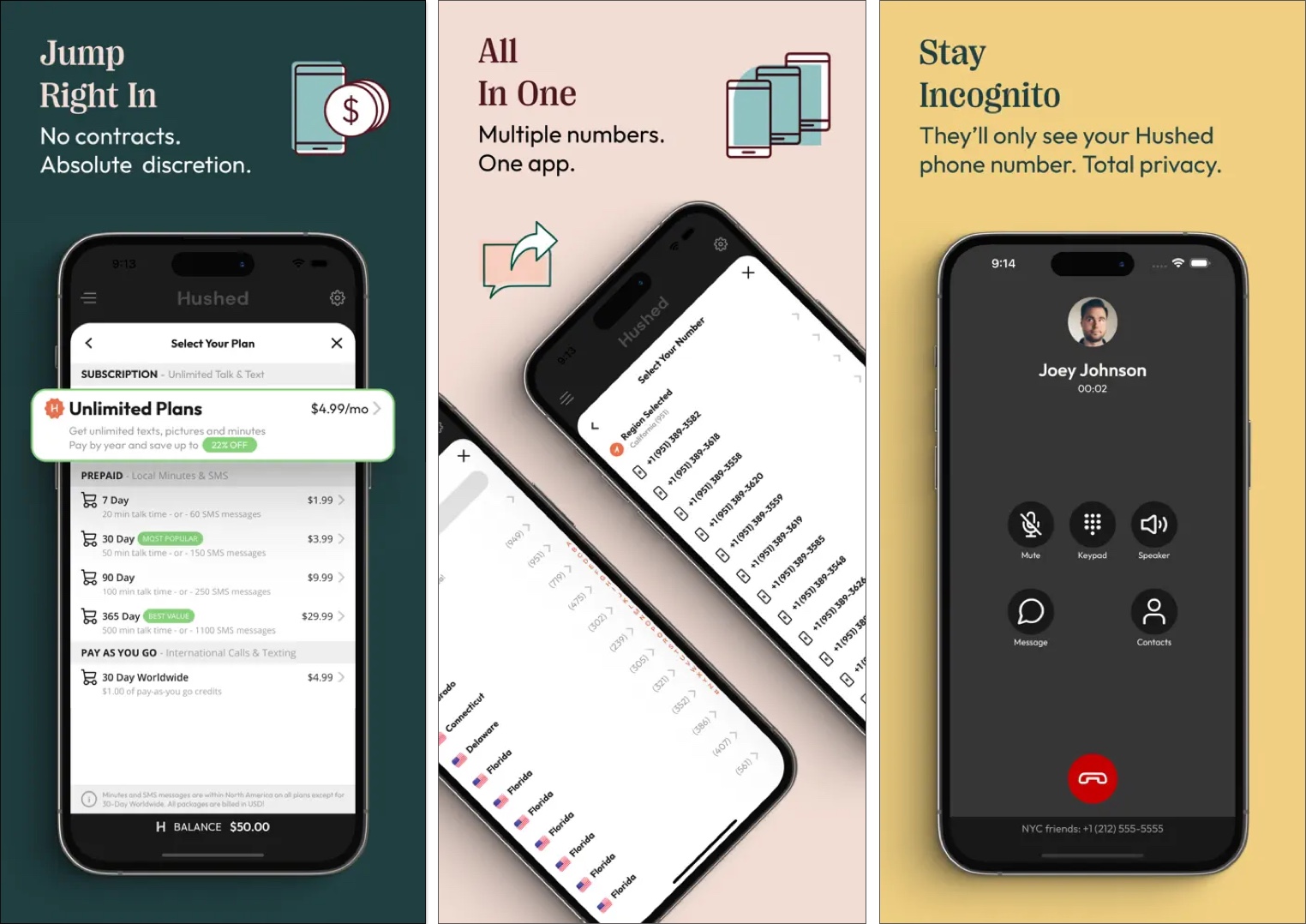 Hushed alternative phone number app