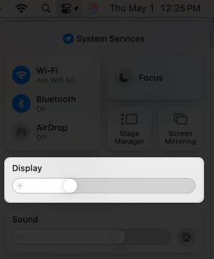 Open display settings from control center on mac