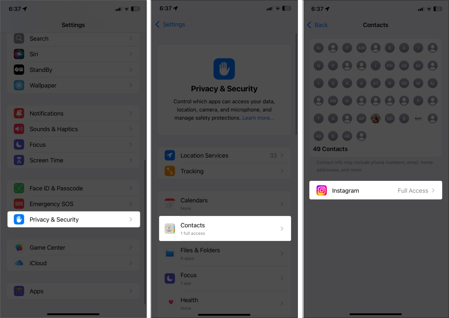 Privacy consideration for social profile in iphone