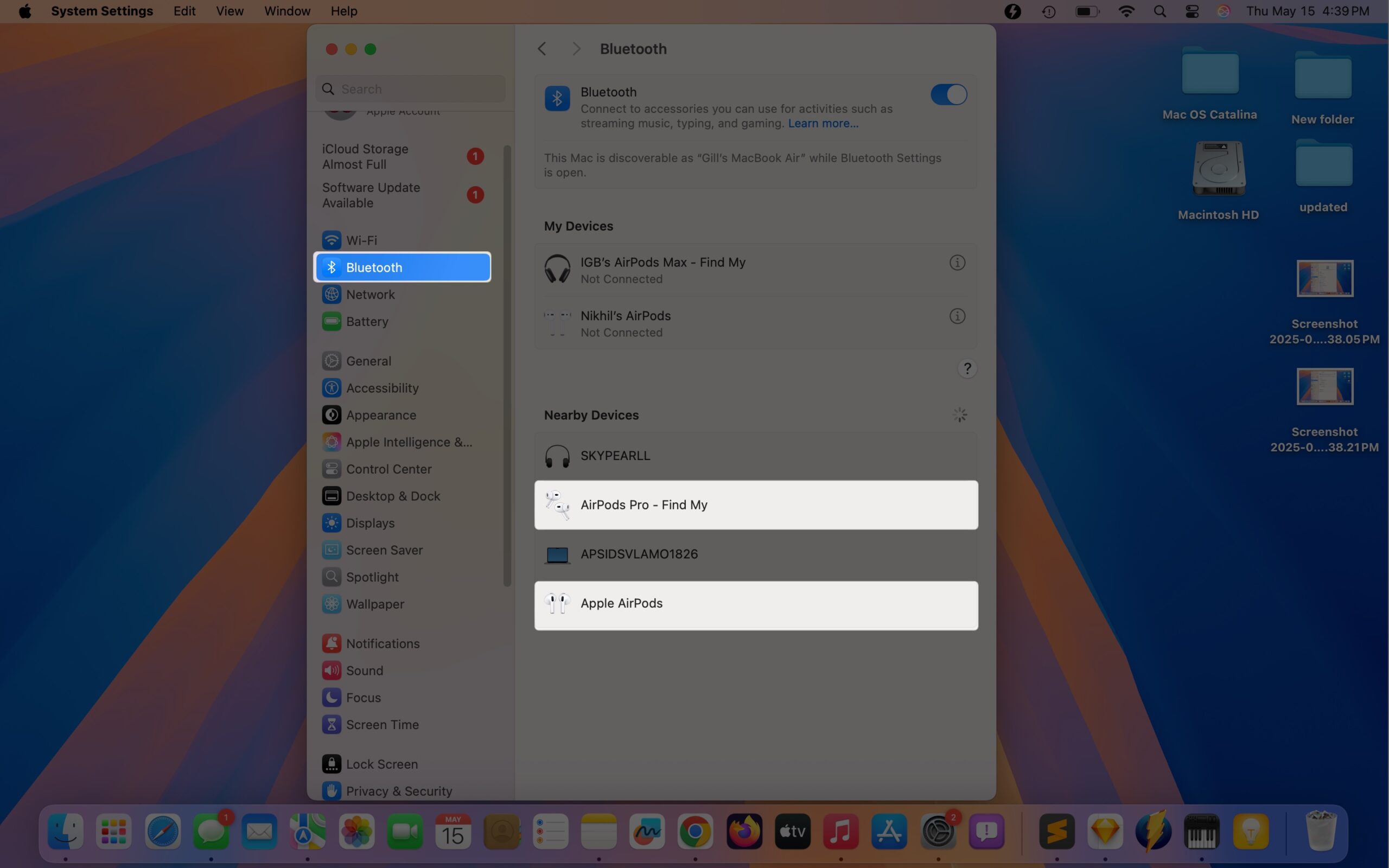 Pairing a pair of airpods to a mac