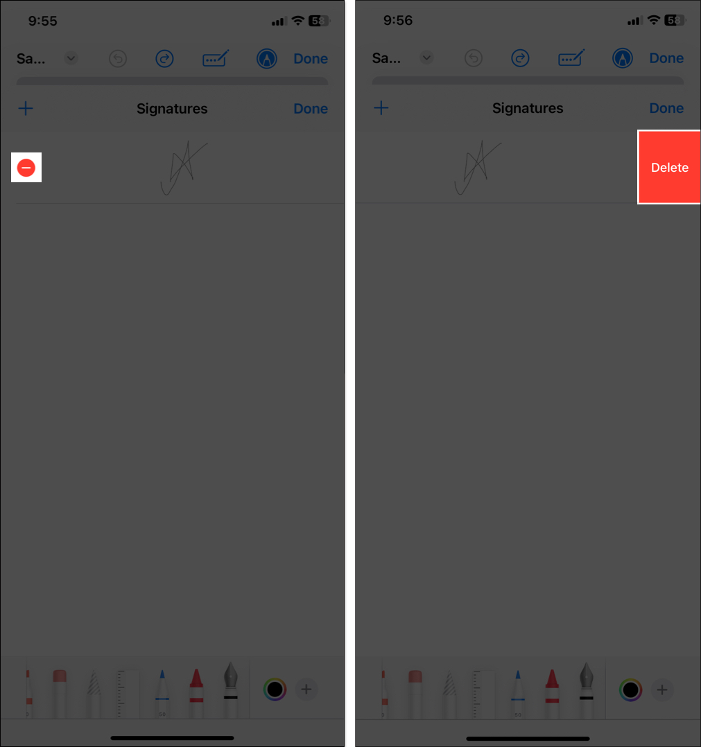Remove signature from the file on iphone