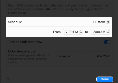 Schedule night shift on mac