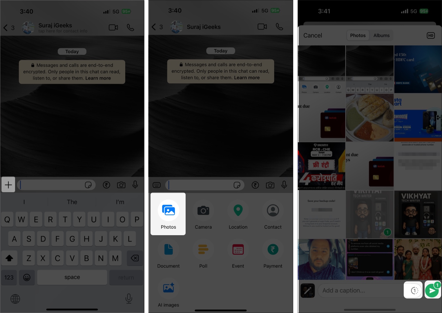 Send view once photo and video on whatsapp
