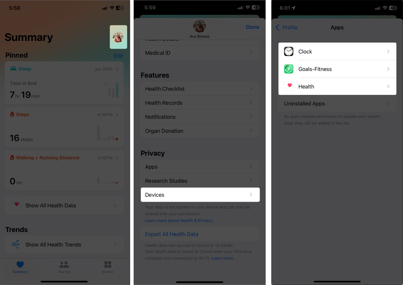 Share health and fitness data with apps and devices on iphone