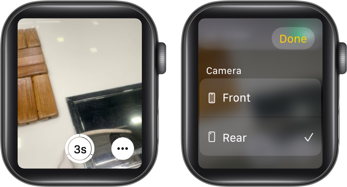 Option to switch cameras in the camera remote app on an apple watch