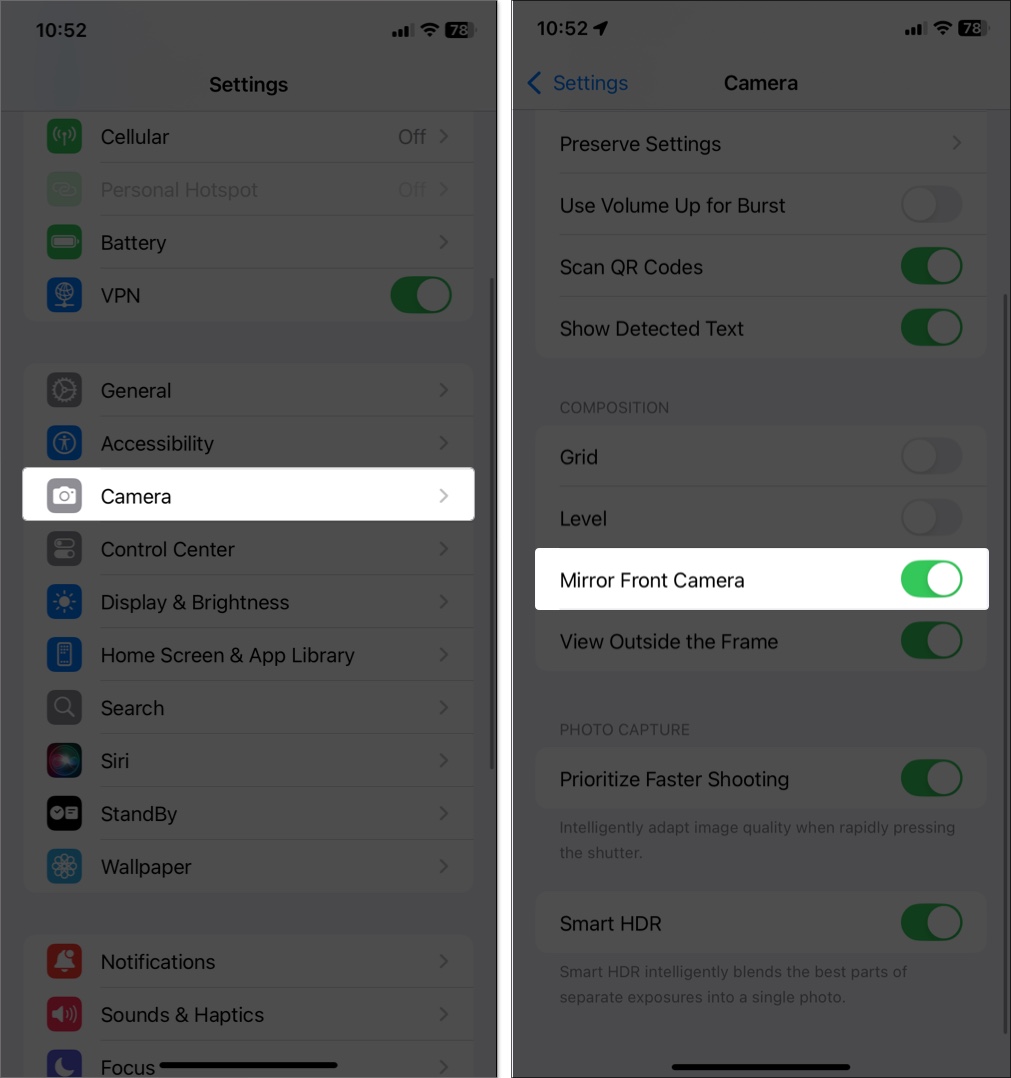 Take mirrored selfie in iphone