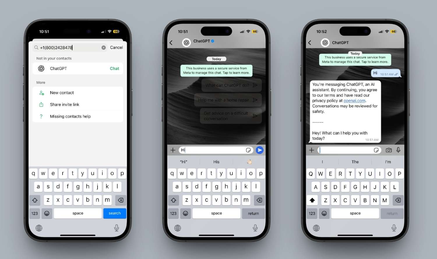 Access the chatgpt chatbot on whatsapp