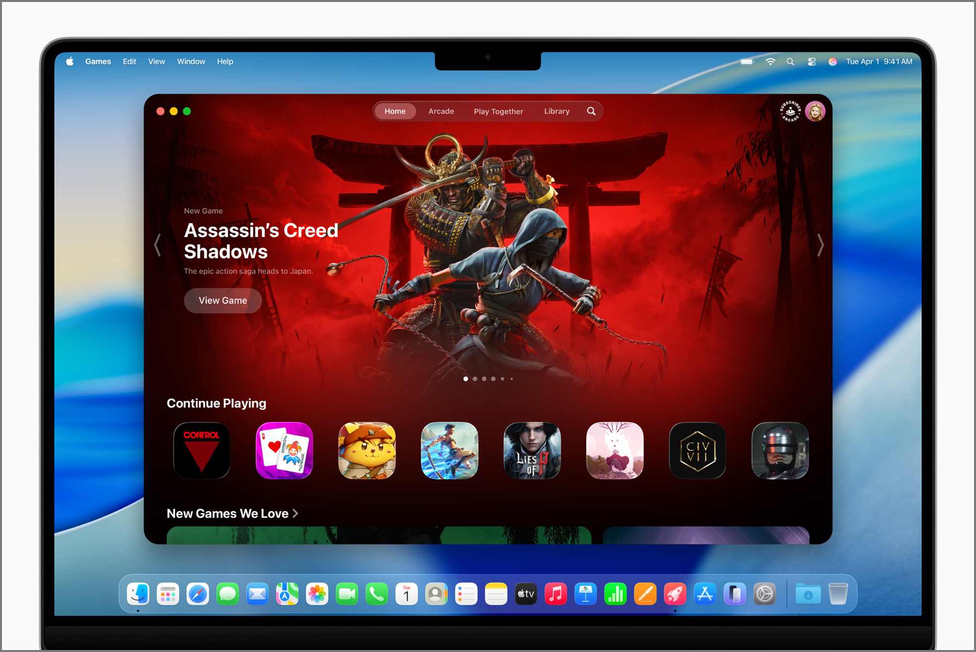 Apple games app on macos 26