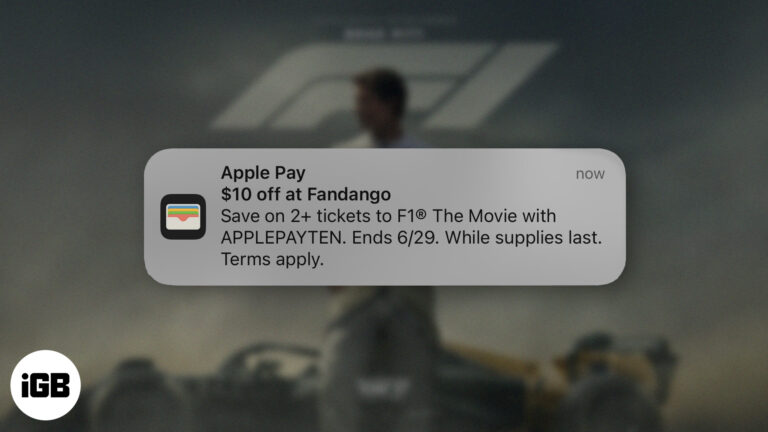 Apple Wallet F1 Movie Push Notification.