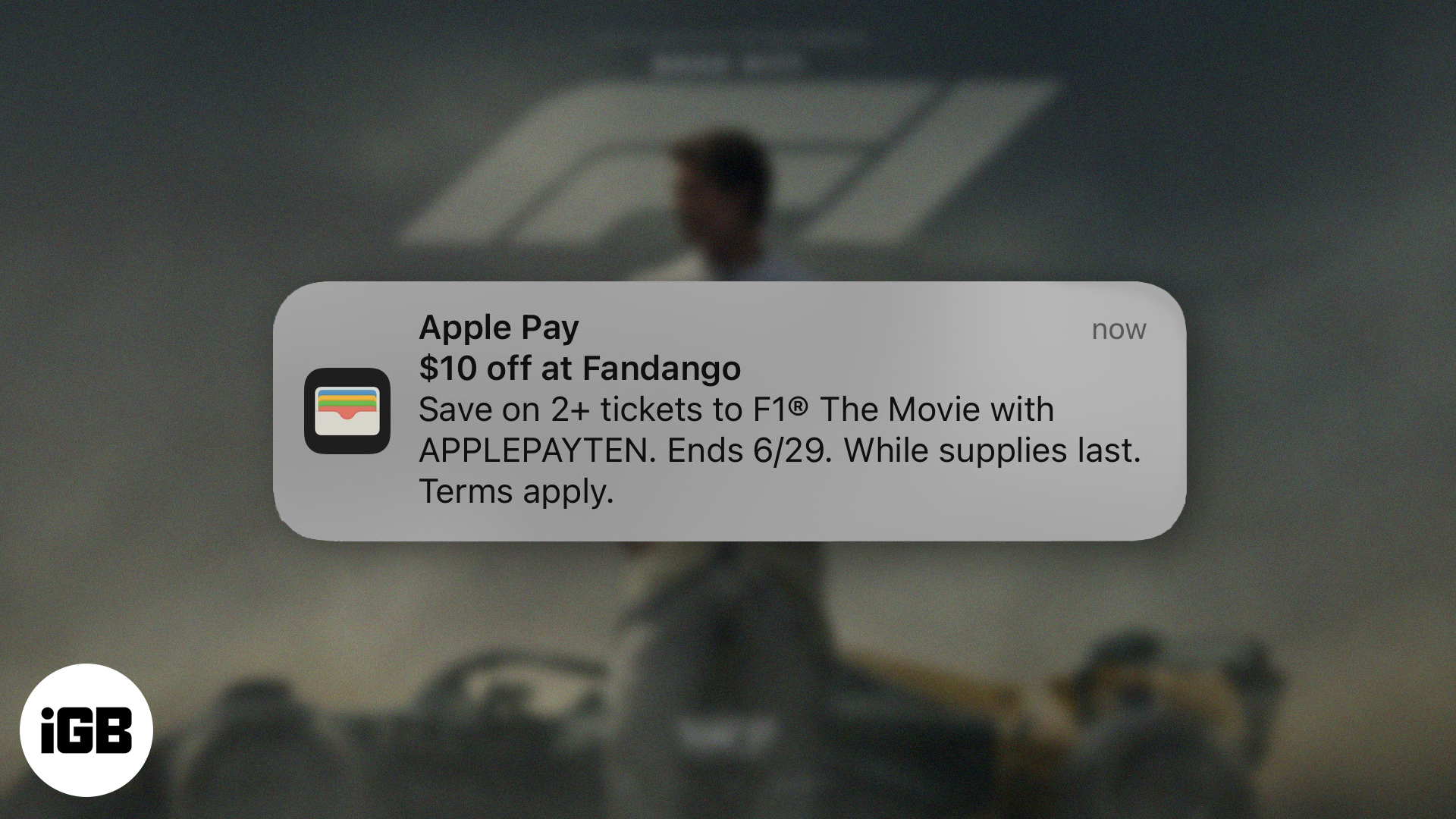 Apple Wallet F1 Movie Push Notification.