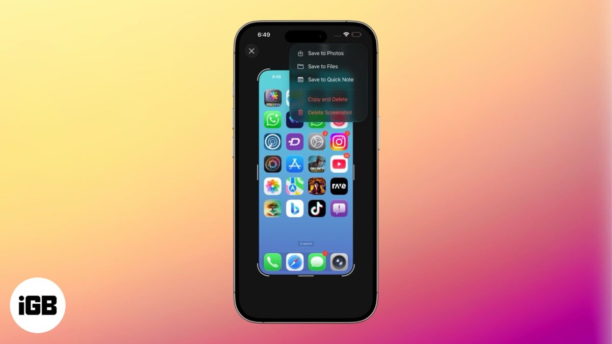 Full screen screenshot previews in ios 26
