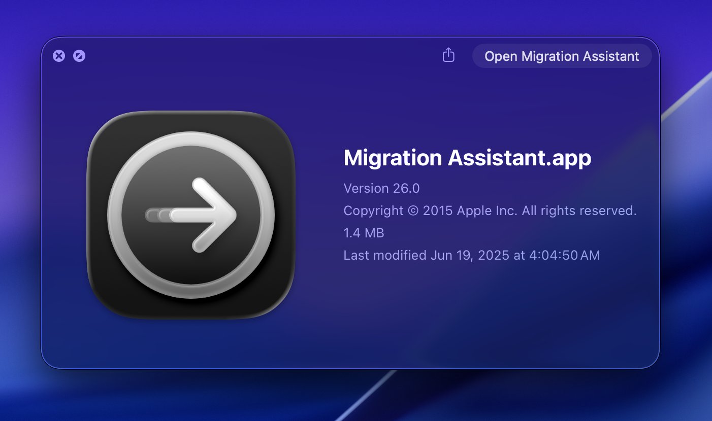 New migration assistant icon on macos tahoe 26