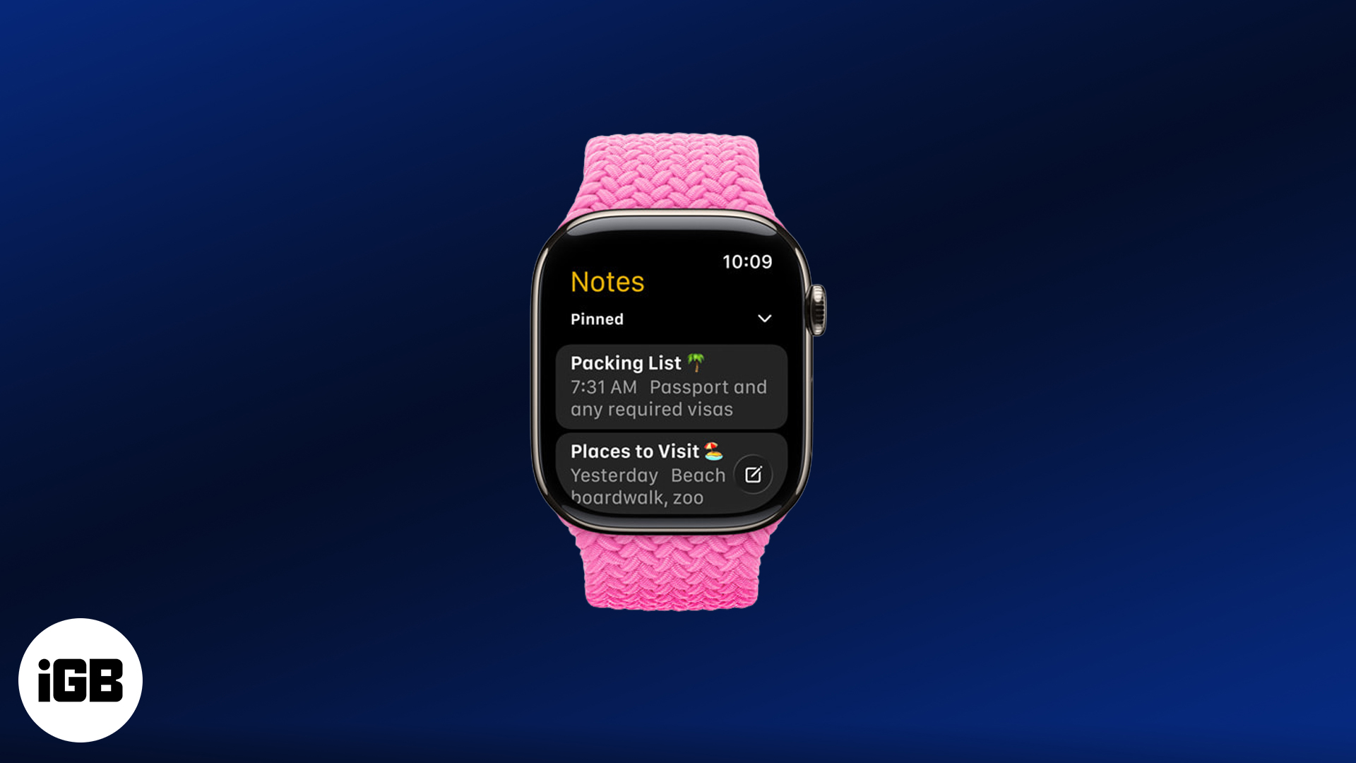 Notes App on Apple Watch.