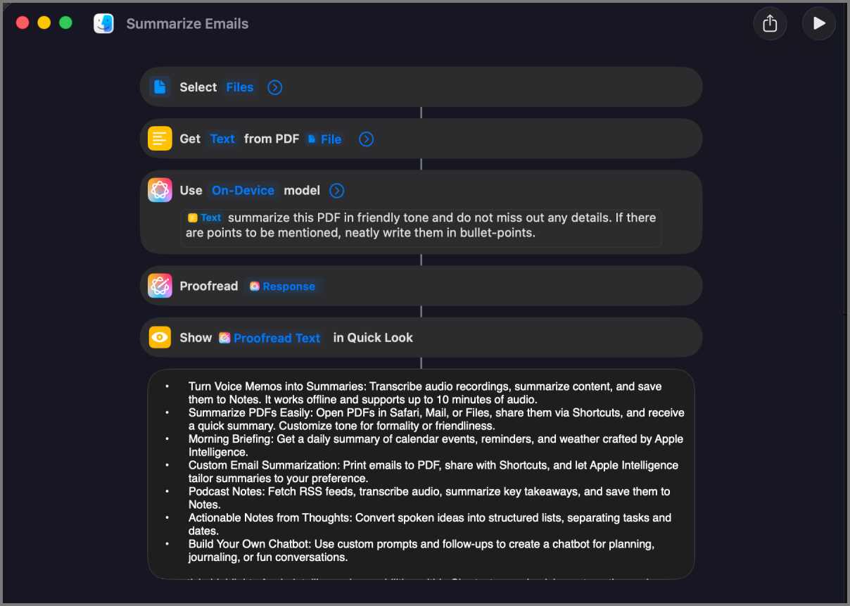 7 genius things you can do with apple intelligence in the shortcuts app igeeksblog Summarize emails in your preferred style using shortcuts app