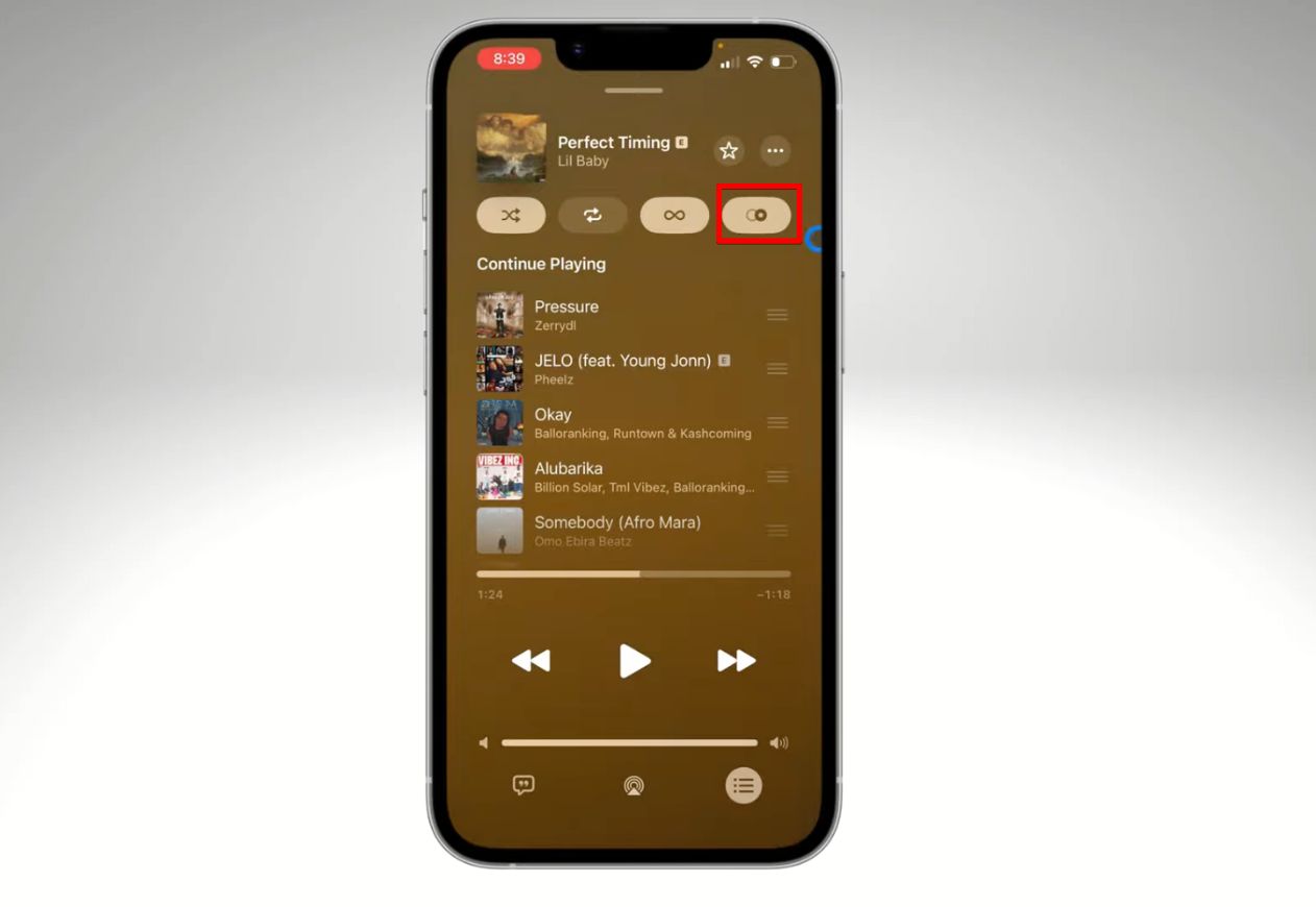 Turn on automix in apple music