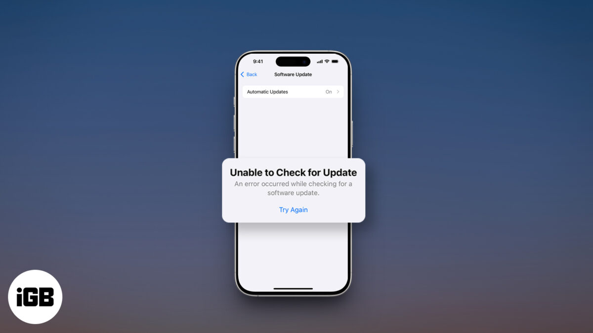 Unable to check for update on iphone