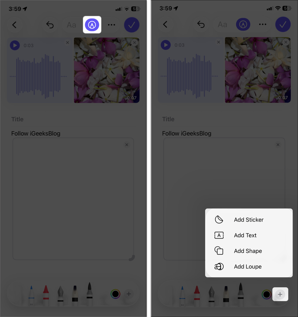 Add shapes and stickers in new journal