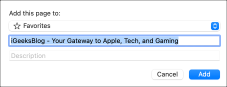 Add website to favourite in safari on the mac
