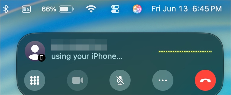 Call pop up on phone app in macos 26