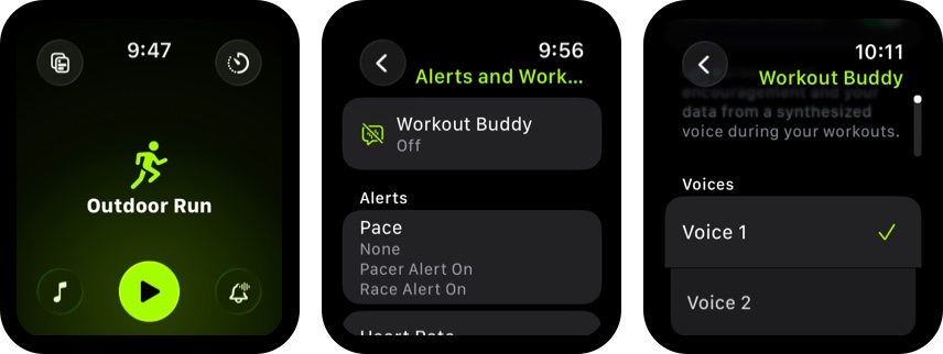 Change workout buddy voice style on apple watchos 26