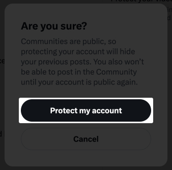 Click protect my account to make your account private