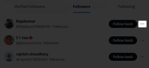 Click the three dots next to a follower